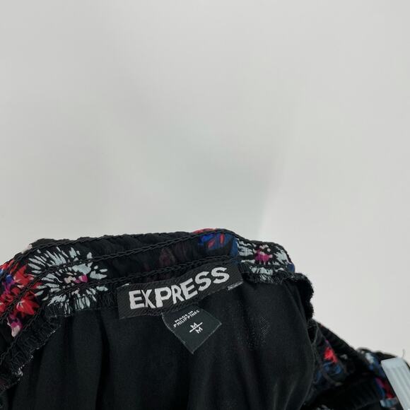 Express Hi Lo Black Floral Ruffle Skirt Size Medium - Picture 6 of 7